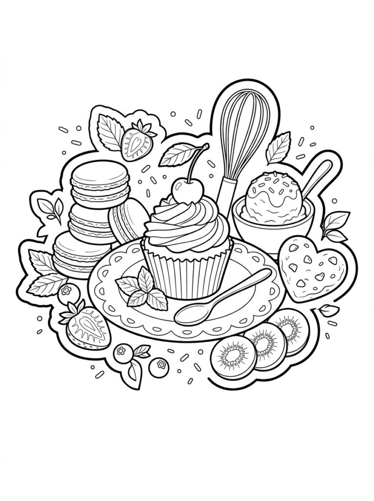 Zoet eten Kleurplaten (Gratis PDF Printables) 05 - gratis kleurplaat om te printen