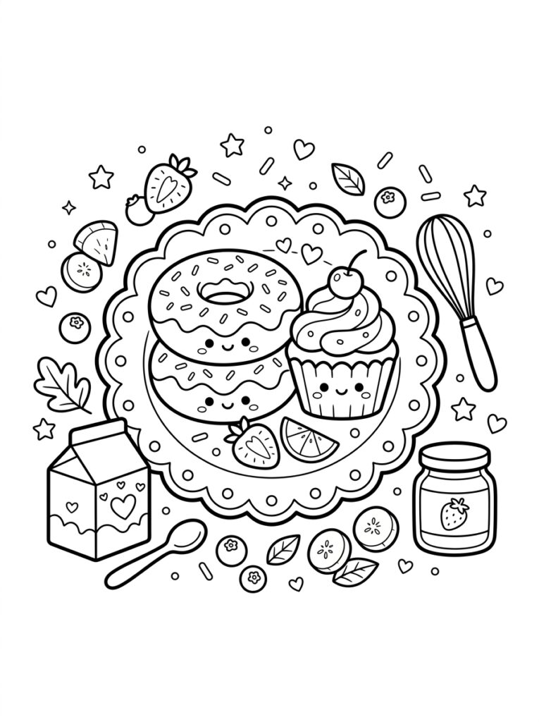 Zoet eten Kleurplaten (Gratis PDF Printables) 08 - gratis kleurplaat om te printen