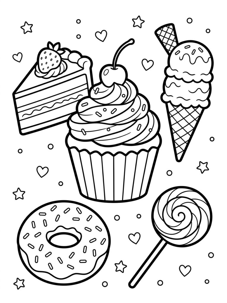 Zoet eten Kleurplaten (Gratis PDF Printables) 34 - gratis kleurplaat om te printen
