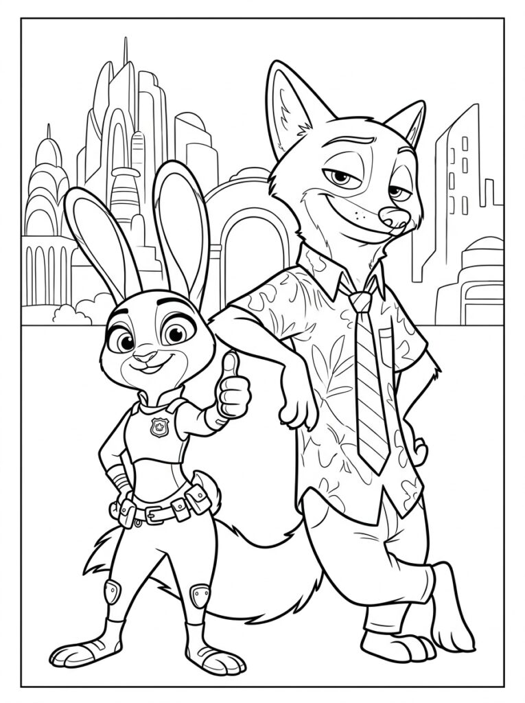 Zootopia Kleurplaten (Gratis PDF Printables) 03 - gratis kleurplaat om te printen