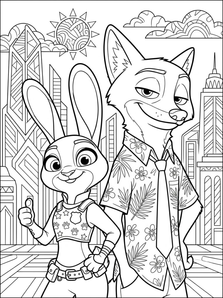Zootopia Kleurplaten (Gratis PDF Printables) 04 - gratis kleurplaat om te printen