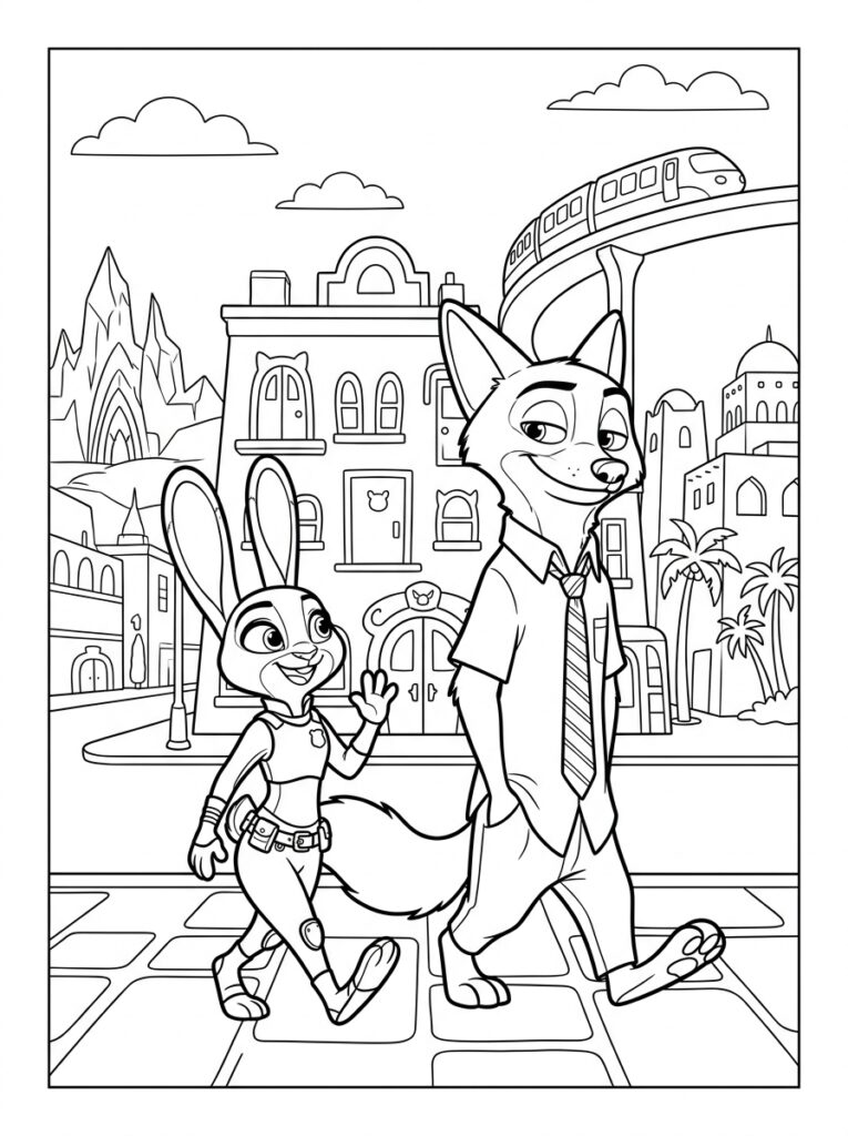 Zootopia Kleurplaten (Gratis PDF Printables) 07 - gratis kleurplaat om te printen