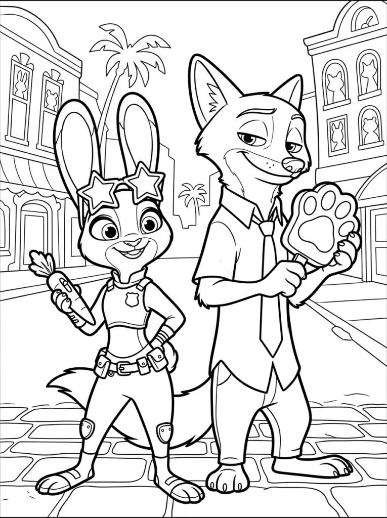 Zootopia Kleurplaten (Gratis PDF Printables) 09 - gratis kleurplaat om te printen