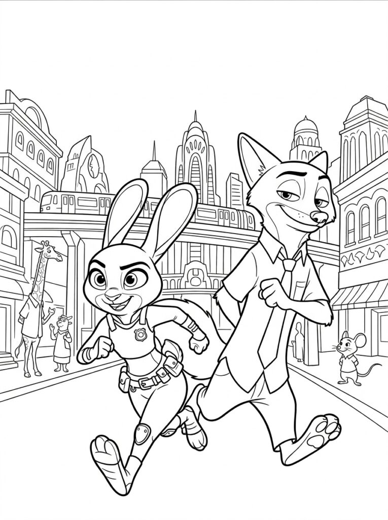 Zootopia Kleurplaten (Gratis PDF Printables) 11 - gratis kleurplaat om te printen