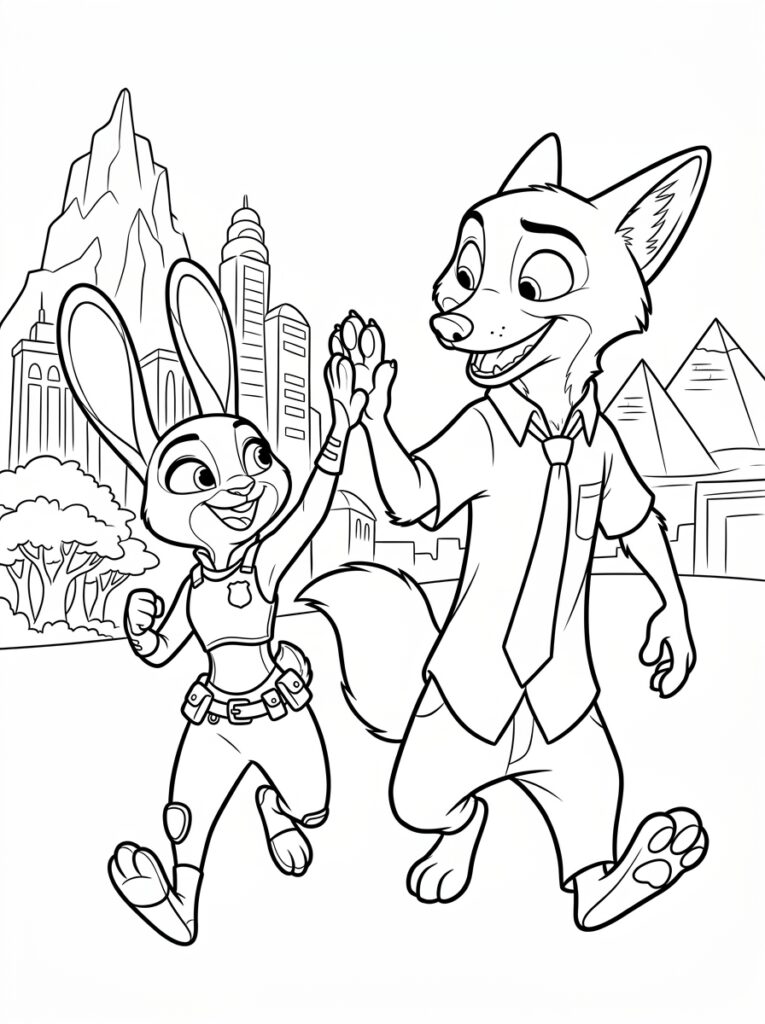 Zootopia Kleurplaten (Gratis PDF Printables) 12 - gratis kleurplaat om te printen