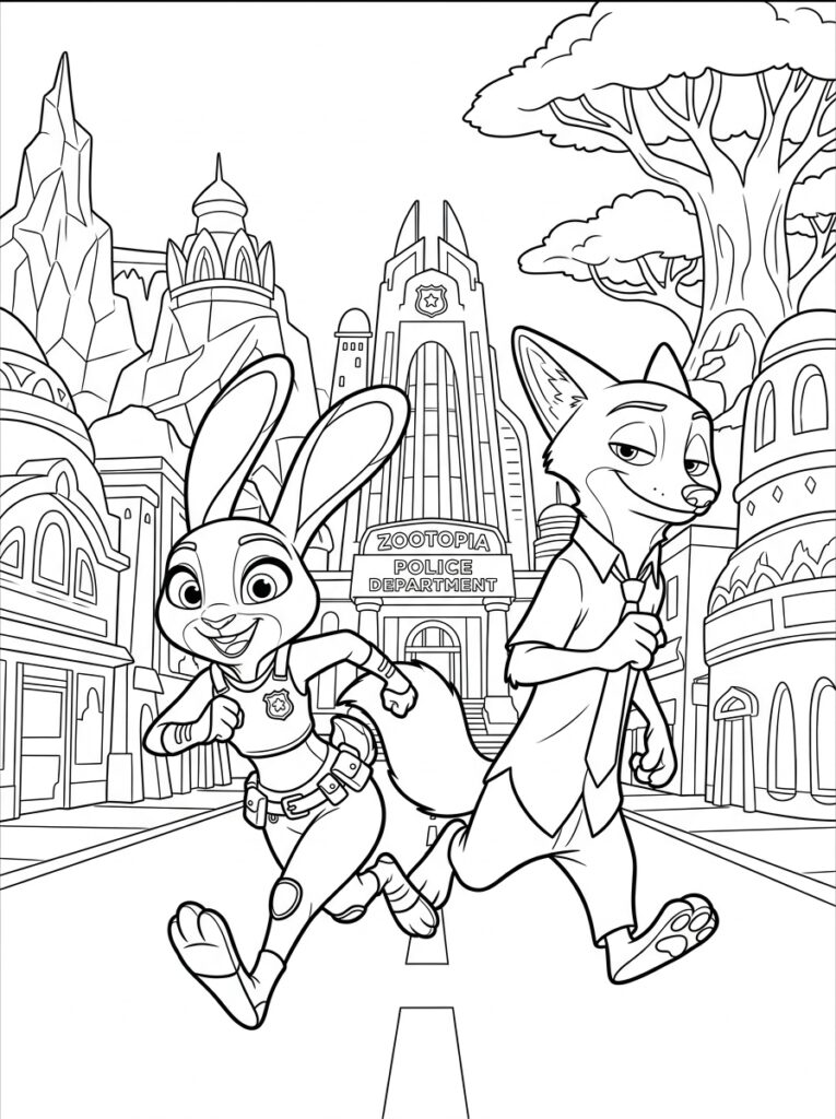 Zootopia Kleurplaten (Gratis PDF Printables) 13 - gratis kleurplaat om te printen