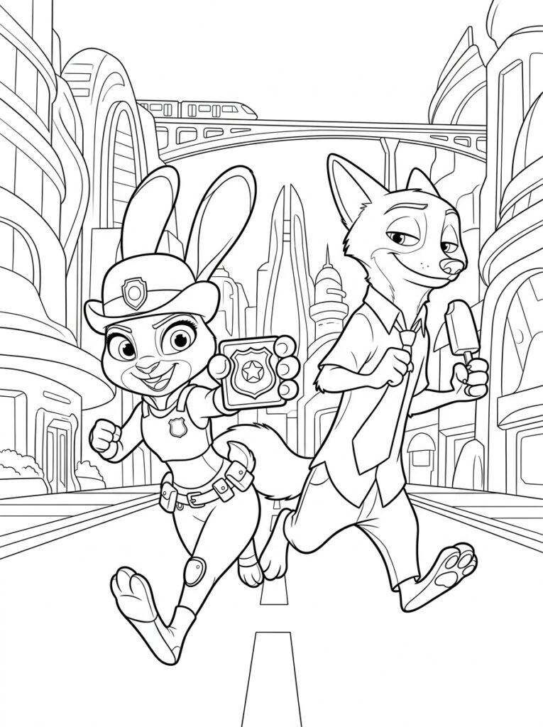 Zootopia Kleurplaten (Gratis PDF Printables) 14 - gratis kleurplaat om te printen