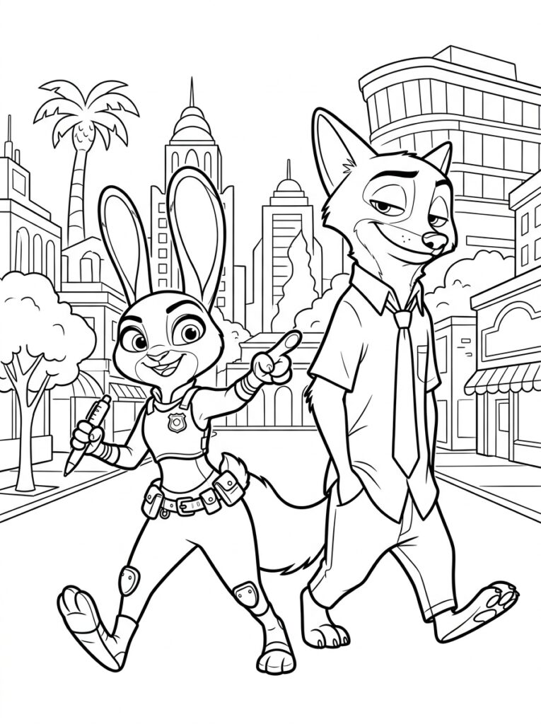 Zootopia Kleurplaten (Gratis PDF Printables) 15 - gratis kleurplaat om te printen
