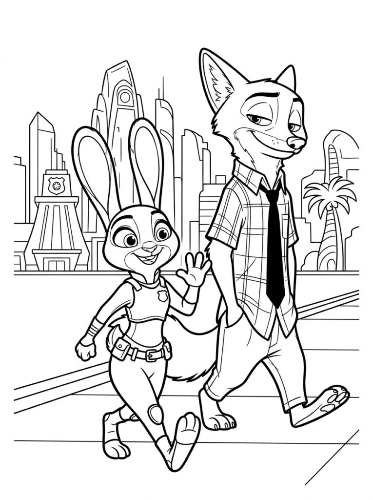 Zootopia Kleurplaten (Gratis PDF Printables) 16 - gratis kleurplaat om te printen