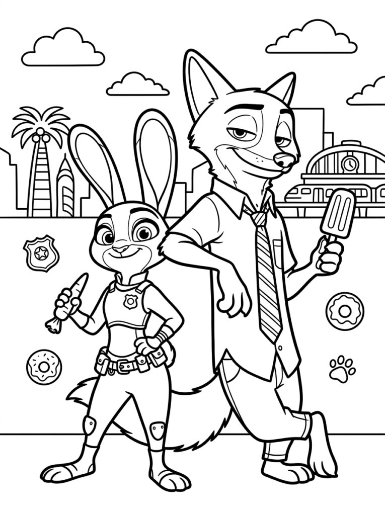 Zootopia Kleurplaten (Gratis PDF Printables) 17 - gratis kleurplaat om te printen