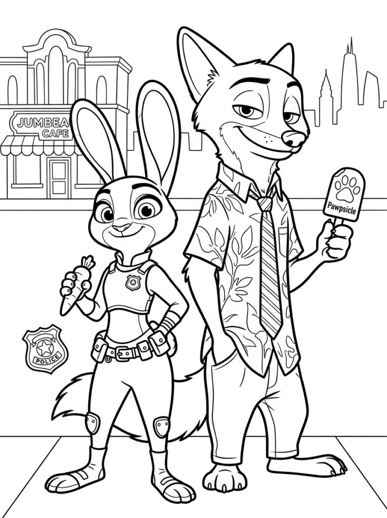 Zootopia Kleurplaten (Gratis PDF Printables) 18 - gratis kleurplaat om te printen