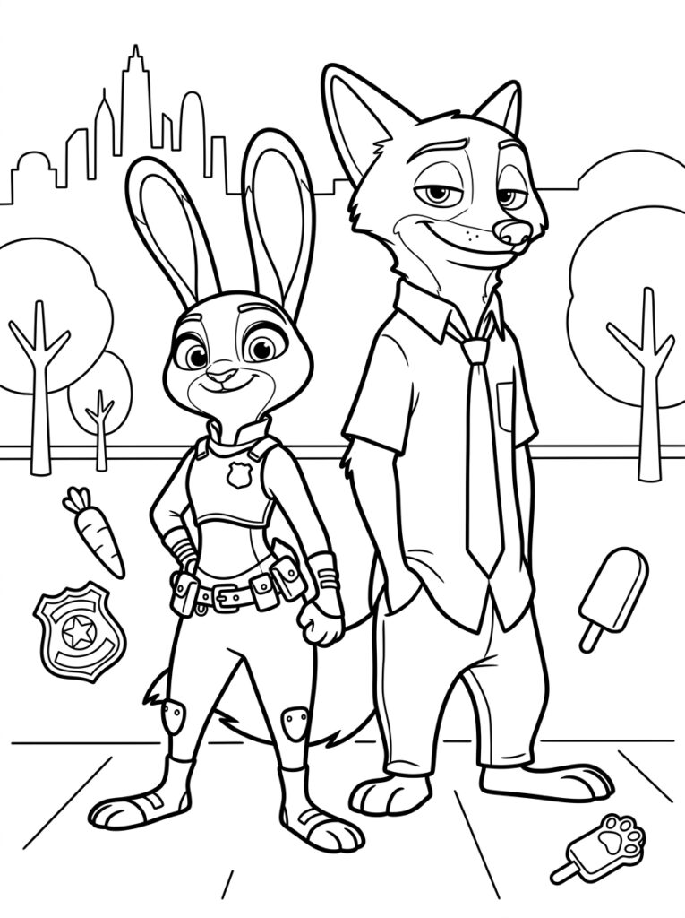 Zootopia Kleurplaten (Gratis PDF Printables) 19 - gratis kleurplaat om te printen