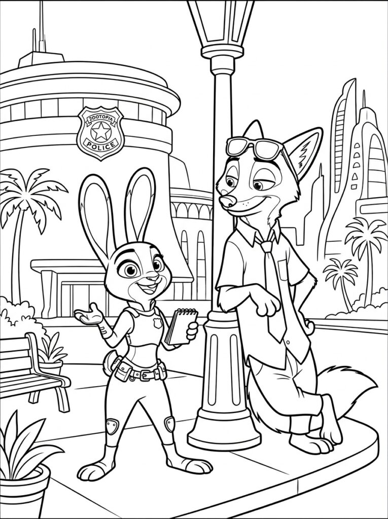 Zootopia Kleurplaten (Gratis PDF Printables) 20 - gratis kleurplaat om te printen