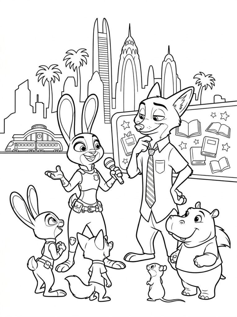 Zootopia Kleurplaten (Gratis PDF Printables) 21 - gratis kleurplaat om te printen