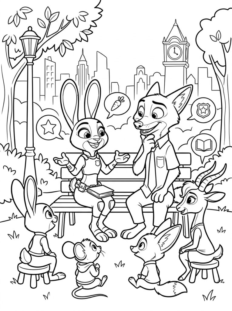 Zootopia Kleurplaten (Gratis PDF Printables) 22 - gratis kleurplaat om te printen
