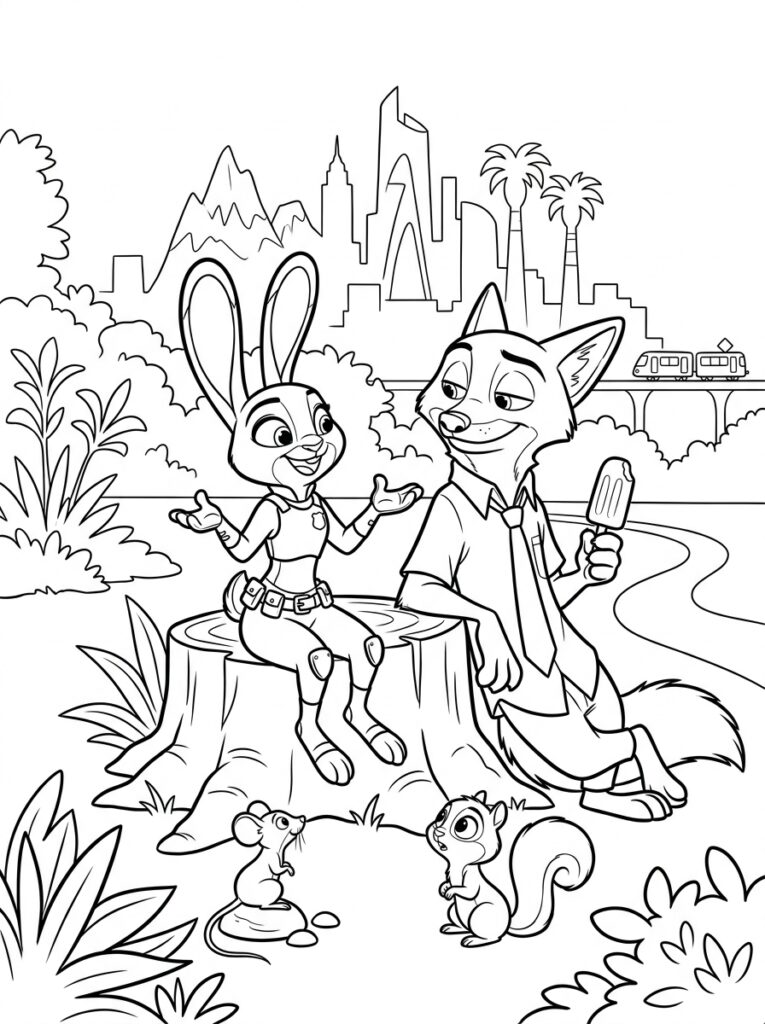 Zootopia Kleurplaten (Gratis PDF Printables) 23 - gratis kleurplaat om te printen