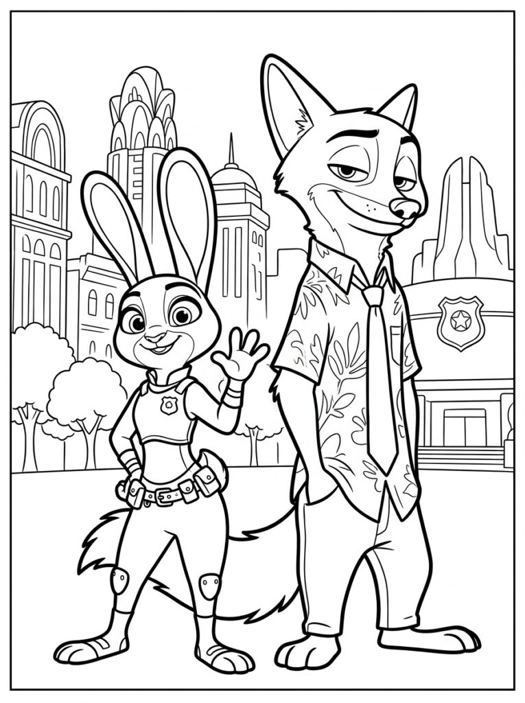 Zootopia Kleurplaten (Gratis PDF Printables) 24 - gratis kleurplaat om te printen