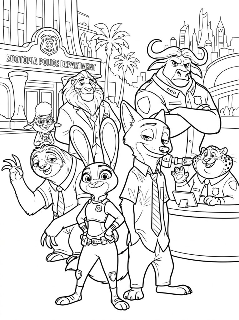 Zootopia Kleurplaten (Gratis PDF Printables) 25 - gratis kleurplaat om te printen