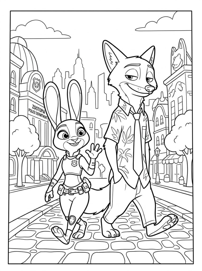 Zootopia Kleurplaten (Gratis PDF Printables) 26 - gratis kleurplaat om te printen