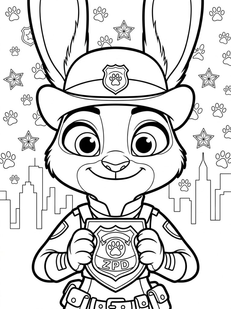 Zootopia Kleurplaten (Gratis PDF Printables) 27 - gratis kleurplaat om te printen