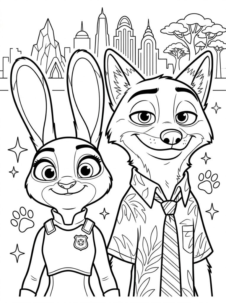 Zootopia Kleurplaten (Gratis PDF Printables) 29 - gratis kleurplaat om te printen