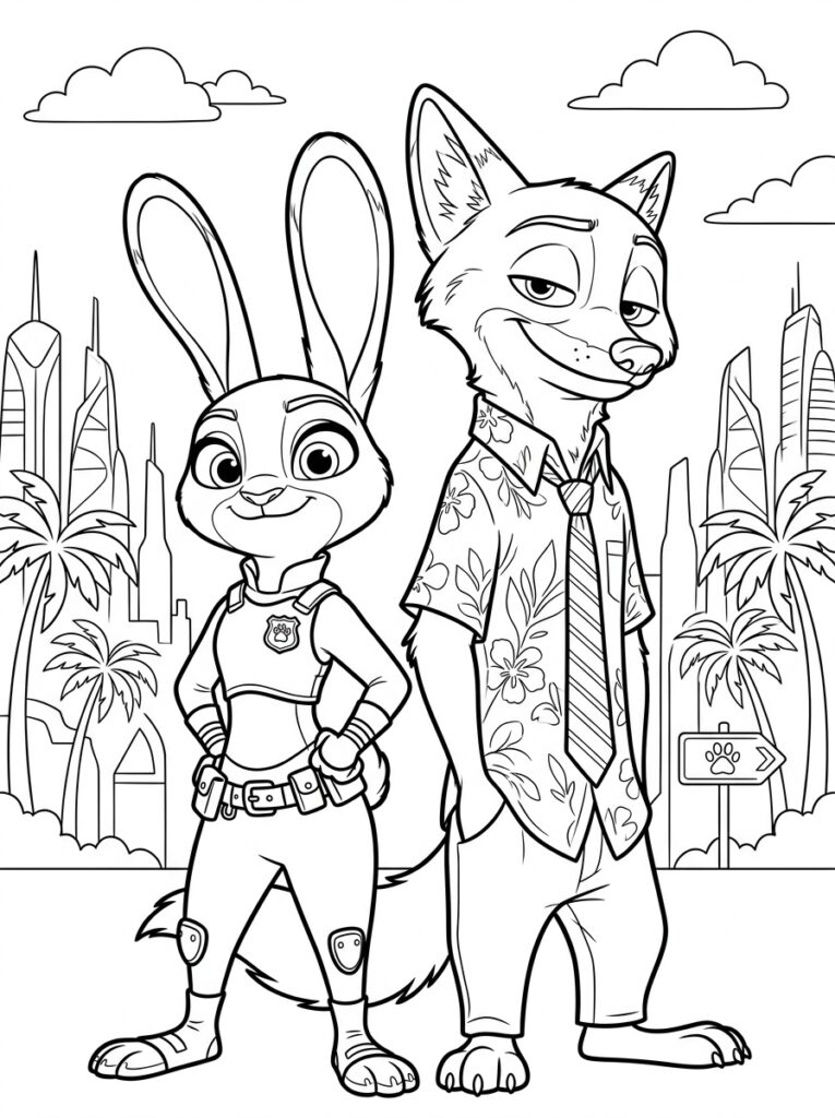 Zootopia Kleurplaten (Gratis PDF Printables) 30 - gratis kleurplaat om te printen