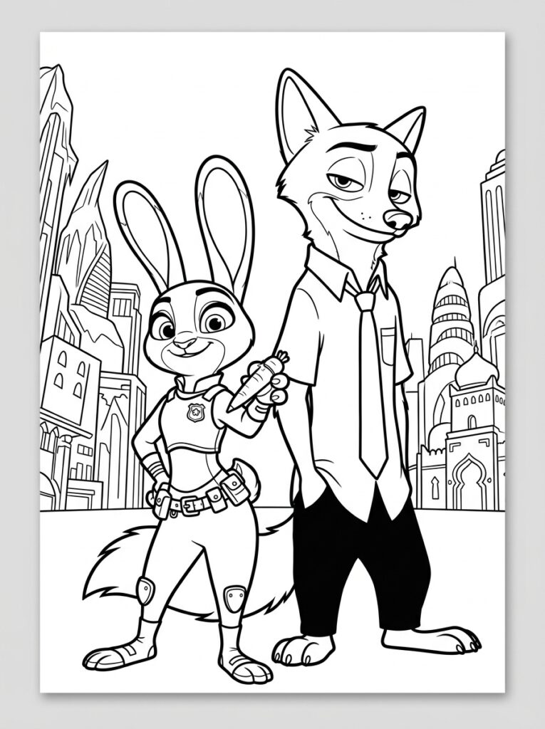 Zootopia Kleurplaten (Gratis PDF Printables) 31 - gratis kleurplaat om te printen
