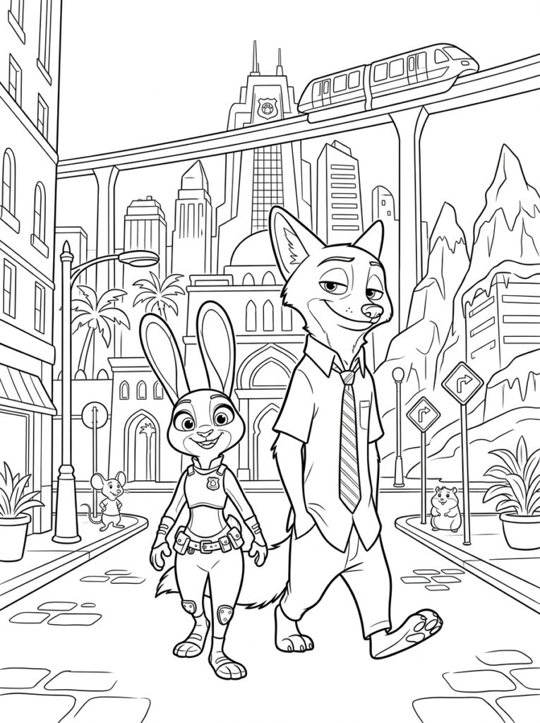 Zootopia Kleurplaten (Gratis PDF Printables) 32 - gratis kleurplaat om te printen