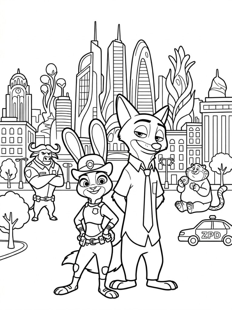 Zootopia Kleurplaten (Gratis PDF Printables) 33 - gratis kleurplaat om te printen