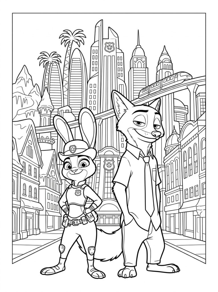 Zootopia Kleurplaten (Gratis PDF Printables) 34 - gratis kleurplaat om te printen