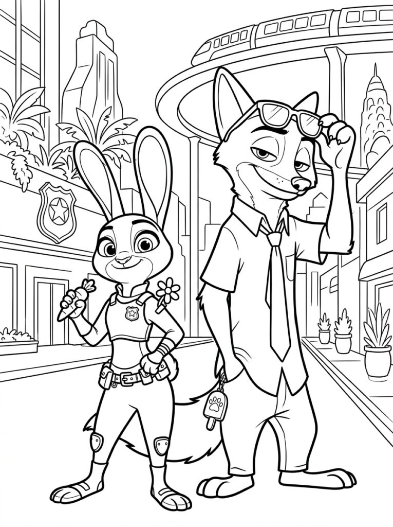 Zootopia Kleurplaten (Gratis PDF Printables) 35 - gratis kleurplaat om te printen
