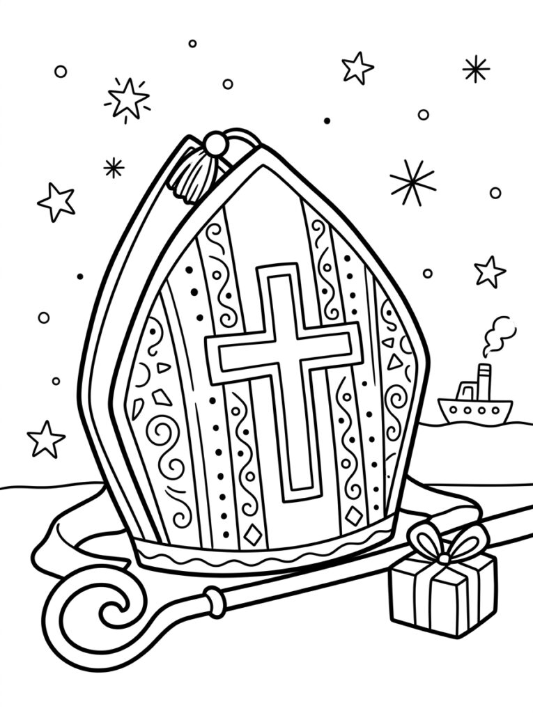 Mijter Sinterklaas Kleurplaten (Gratis PDF Printables) 06 - gratis kleurplaat om te printen