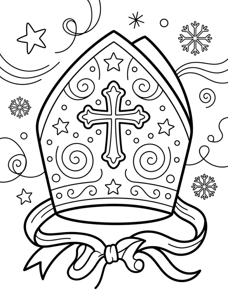 Mijter Sinterklaas Kleurplaten (Gratis PDF Printables) 07 - gratis kleurplaat om te printen