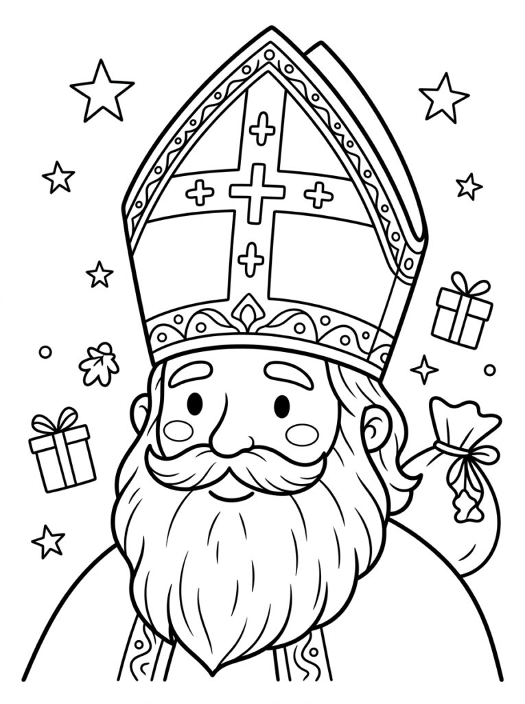 Mijter Sinterklaas Kleurplaten (Gratis PDF Printables) 08 - gratis kleurplaat om te printen
