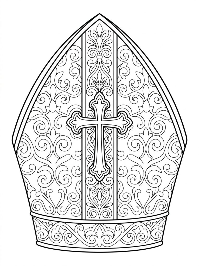 Mijter Sinterklaas Kleurplaten (Gratis PDF Printables) 09 - gratis kleurplaat om te printen