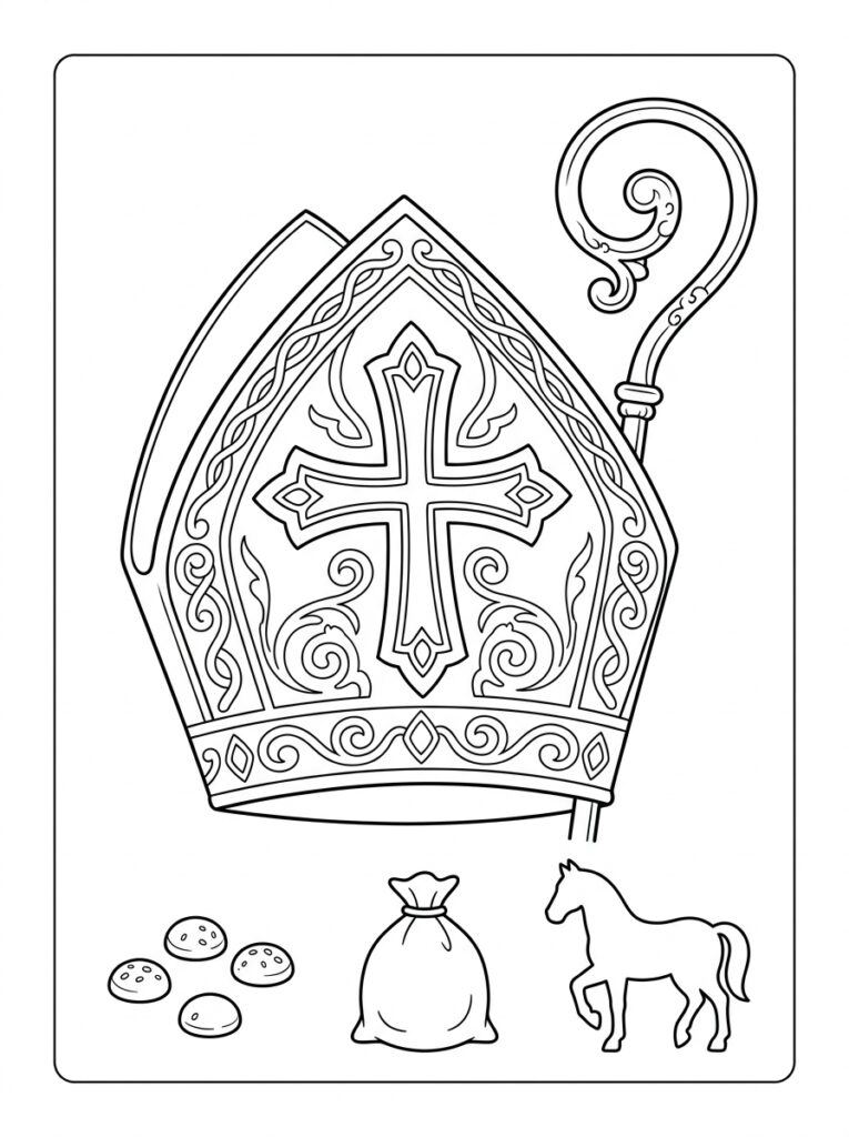 Mijter Sinterklaas Kleurplaten (Gratis PDF Printables) 10 - gratis kleurplaat om te printen