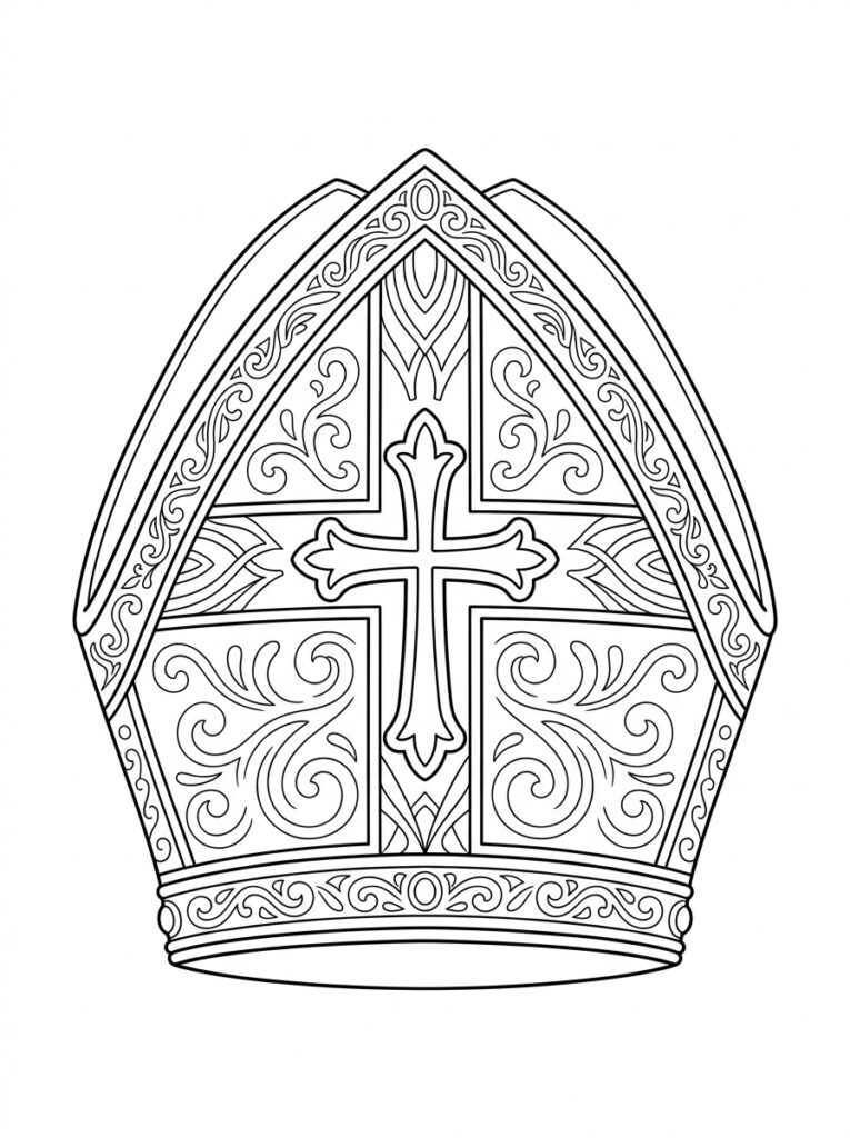 Mijter Sinterklaas Kleurplaten (Gratis PDF Printables) 11 - gratis kleurplaat om te printen