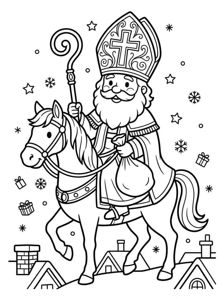 Mijter Sinterklaas Kleurplaten (Gratis PDF Printables) 12 - gratis kleurplaat om te printen