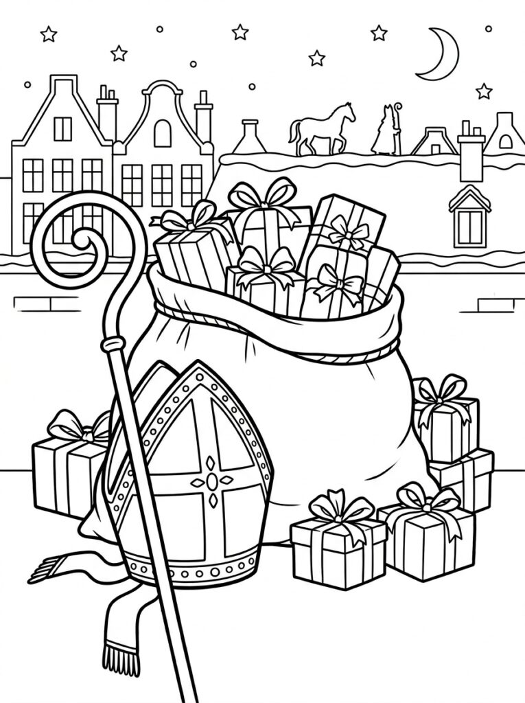 Mijter Sinterklaas Kleurplaten (Gratis PDF Printables) 17 - gratis kleurplaat om te printen
