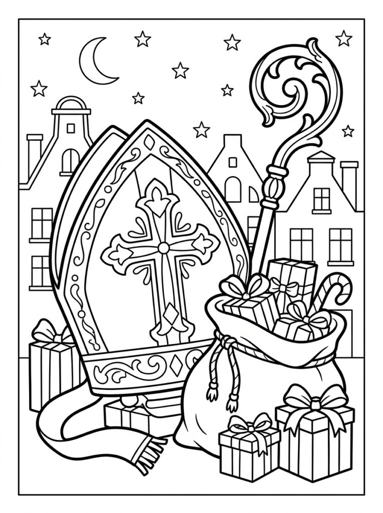 Mijter Sinterklaas Kleurplaten (Gratis PDF Printables) 18 - gratis kleurplaat om te printen