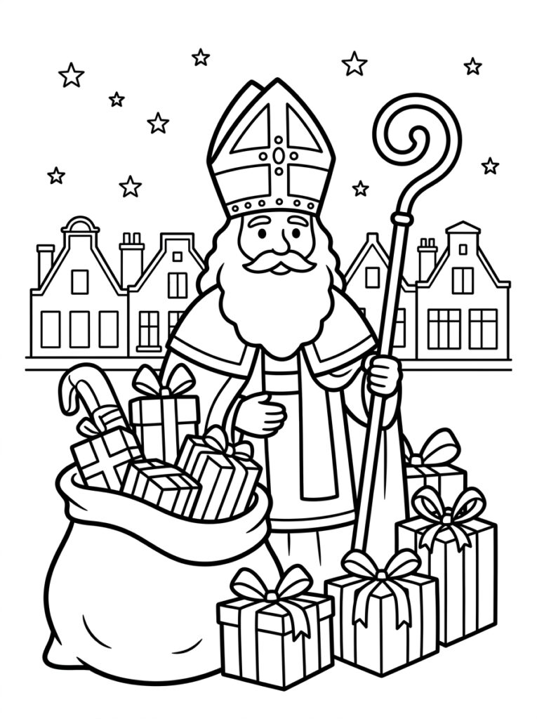Mijter Sinterklaas Kleurplaten (Gratis PDF Printables) 19 - gratis kleurplaat om te printen