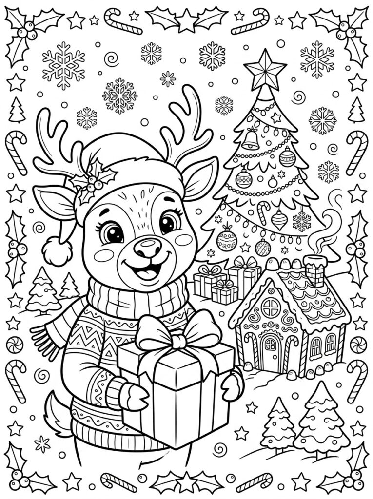 Placemat Kerst Kleurplaten (Gratis PDF Printables) 01 - gratis kleurplaat om te printen