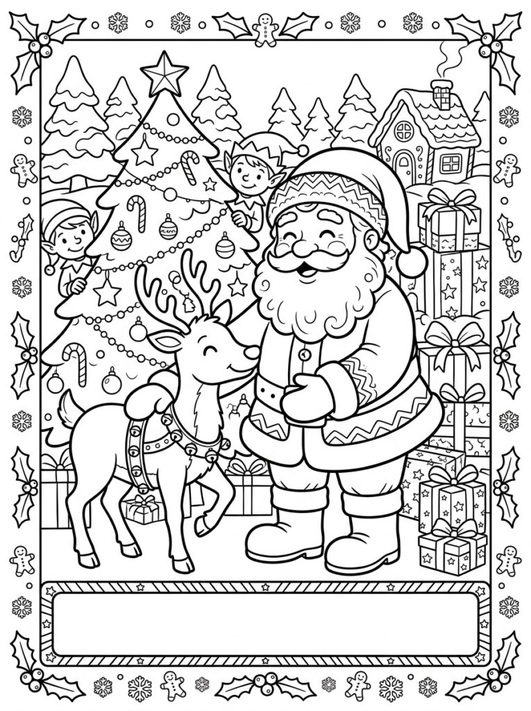 Placemat Kerst Kleurplaten (Gratis PDF Printables) 02 - gratis kleurplaat om te printen