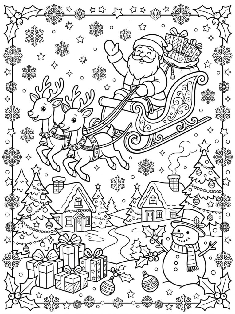 Placemat Kerst Kleurplaten (Gratis PDF Printables) 03 - gratis kleurplaat om te printen