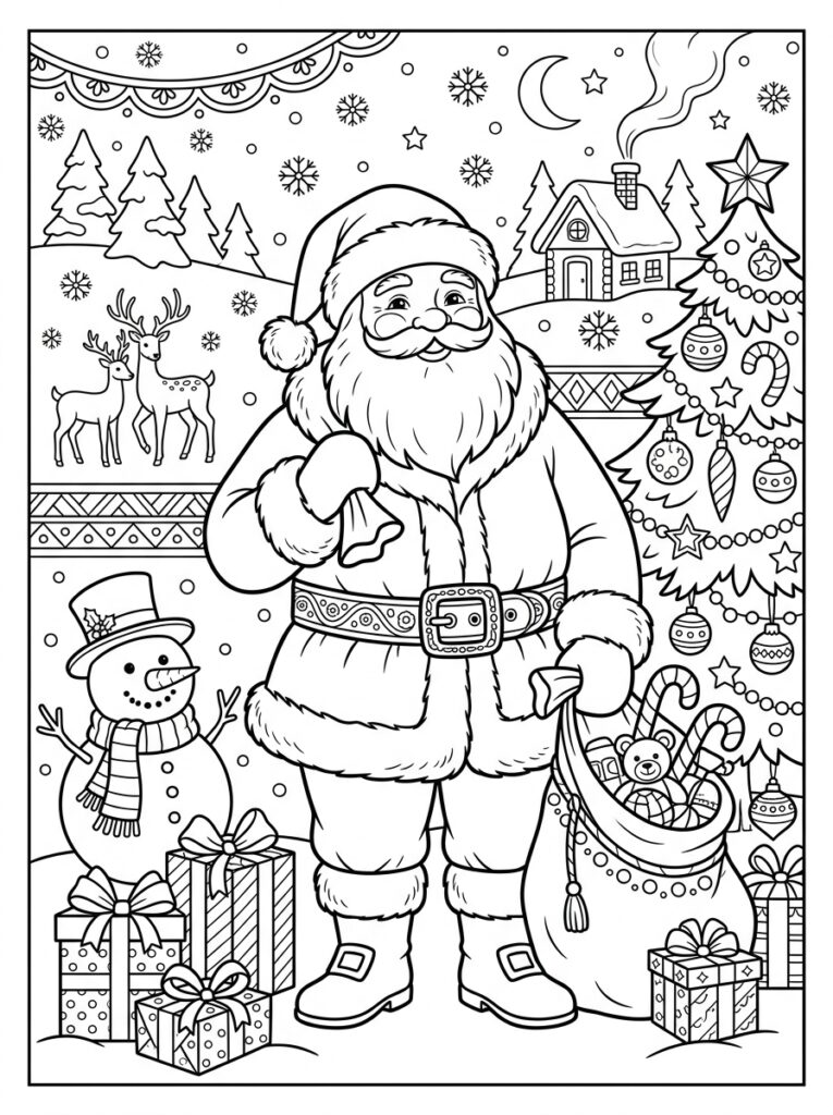 Placemat Kerst Kleurplaten (Gratis PDF Printables) 04 - gratis kleurplaat om te printen