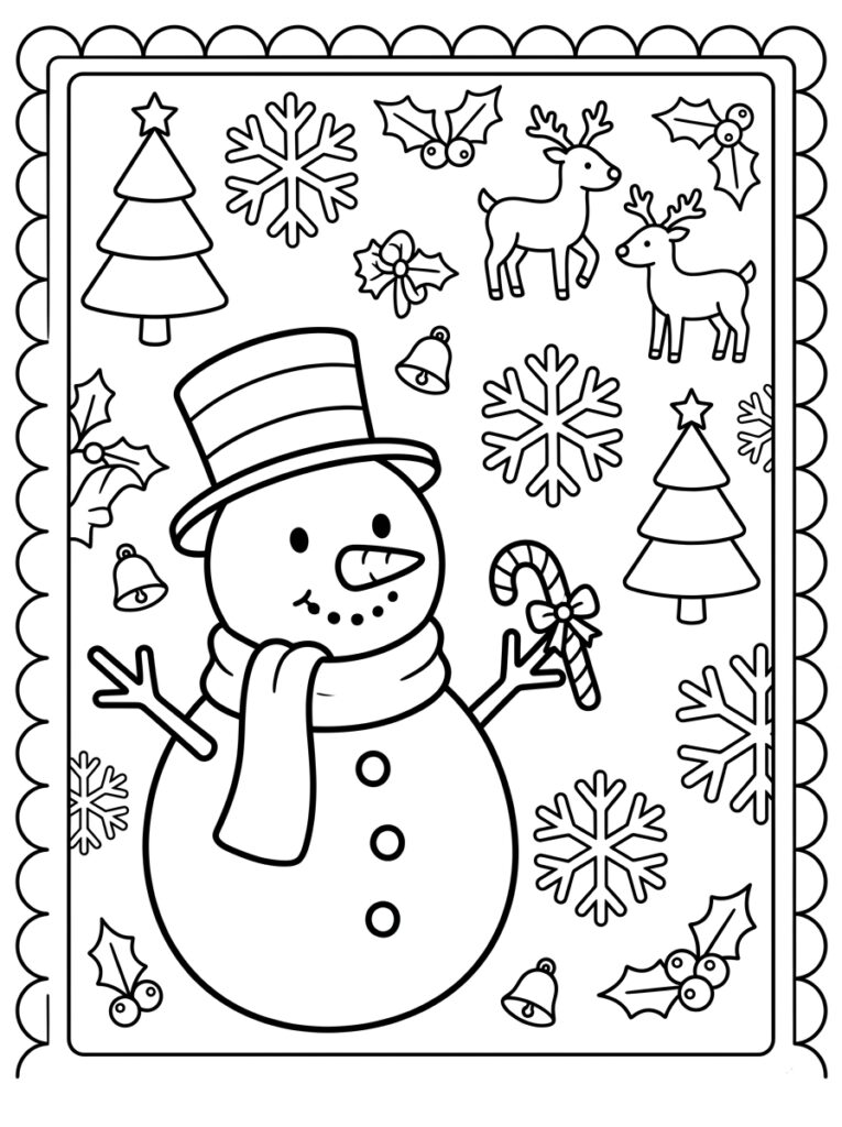 Placemat Kerst Kleurplaten (Gratis PDF Printables) 06 - gratis kleurplaat om te printen