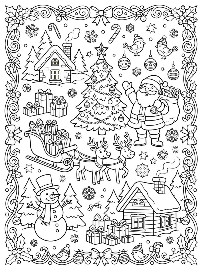 Placemat Kerst Kleurplaten (Gratis PDF Printables) 09 - gratis kleurplaat om te printen