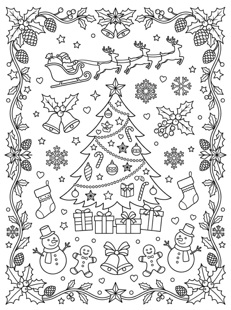 Placemat Kerst Kleurplaten (Gratis PDF Printables) 10 - gratis kleurplaat om te printen