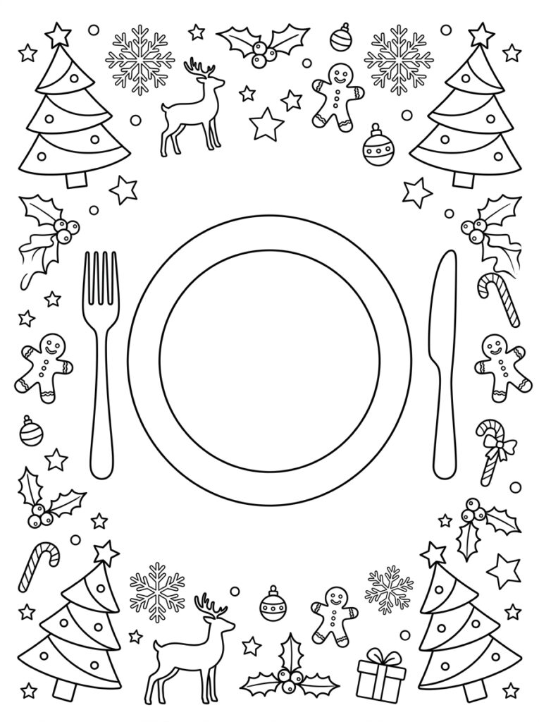 Placemat Kerst Kleurplaten (Gratis PDF Printables) 11 - gratis kleurplaat om te printen