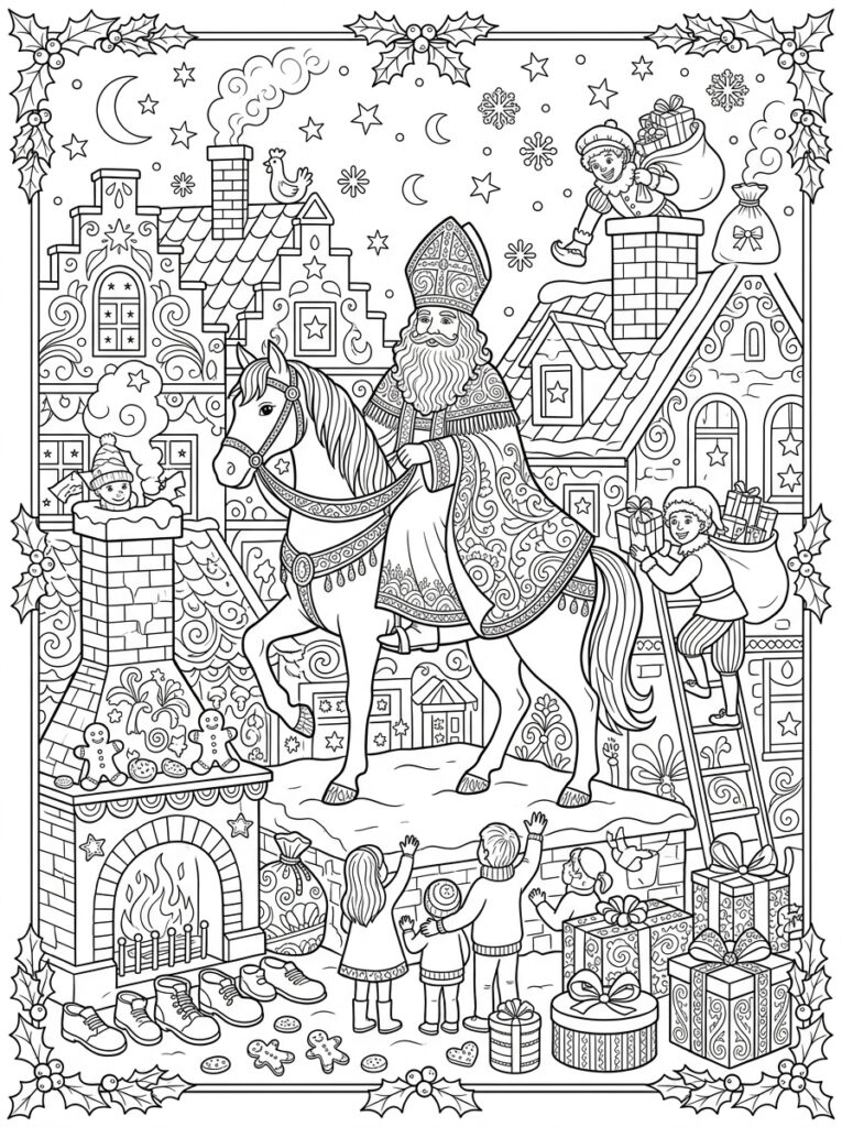 Sinterklaas Moeilijk Kleurplaten (Gratis PDF Printables) 16 - gratis kleurplaat om te printen